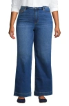 Lands' End Recover High Rise Wide Leg Blue Jeans In Indigo Tide Blue