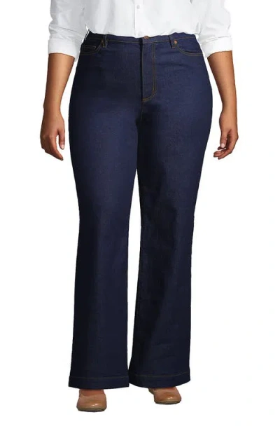 Lands' End Recover High Rise Wide Leg Blue Jeans In River Rinse