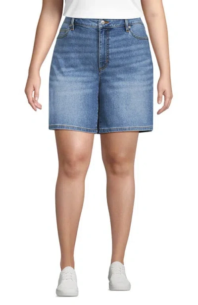 Lands' End Recover Mid Rise 7" Jean Shorts In Beau Blue