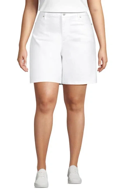 Lands' End Recover Mid Rise 7" Jean Shorts In White