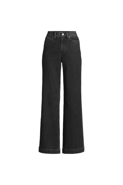 Lands' End Plus Size Recycled High Rise Wide Leg Denim Jeans In Black