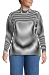 Lands' End Plus Size Relaxed Cotton Long Sleeve Mock Turtleneck In Black
