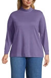 Lands' End Plus Size Relaxed Cotton Long Sleeve Mock Turtleneck In Purple