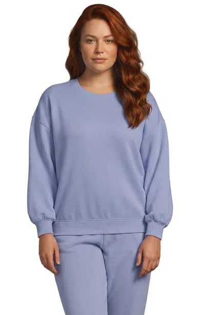 Lands' End Plus Size Relaxed Serious Sweats Long Sleeve Crewneck Sweatshirt In Blue