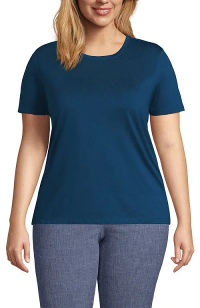 Lands' End Plus Size Relaxed Supima Cotton Crew Neck T-shirt In Baltic Teal