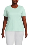 Lands' End Plus Size Relaxed Supima Cotton Crew Neck T-shirt In Mint Cream