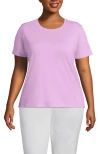 Lands' End Plus Size Relaxed Supima Cotton Crew Neck T-shirt In Pink Amethyst