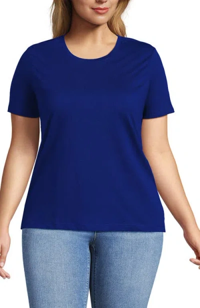 Lands' End Plus Size Relaxed Supima Cotton Crew Neck T-shirt In True Cobalt Blue