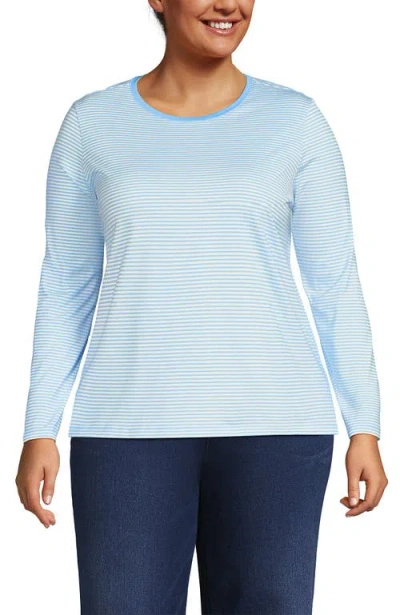 Lands' End Plus Size Relaxed Supima Cotton Long Sleeve Crew Neck T-shirt In Blue