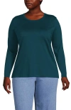 Lands' End Plus Size Relaxed Supima Cotton Long Sleeve Crew Neck T-shirt In Evening Teal