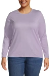 Lands' End Relaxed Supima Cotton Long Sleeve Crew Neck T-shirt In Lavender Cloud