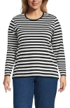 Lands' End Plus Size Relaxed Supima Cotton Long Sleeve Crew Neck T-shirt In Brown