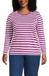 Lands' End Plus Size Relaxed Supima Cotton Long Sleeve Crew Neck T-shirt In Purple