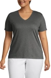 Lands' End Plus Size Relaxed Supima Cotton V-neck T-shirt In Charcoal Heather