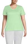 Lands' End Plus Size Relaxed Supima Cotton V-neck T-shirt In Icy Mint Green