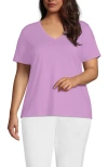 Lands' End Plus Size Relaxed Supima Cotton V-neck T-shirt In Wild Lilac