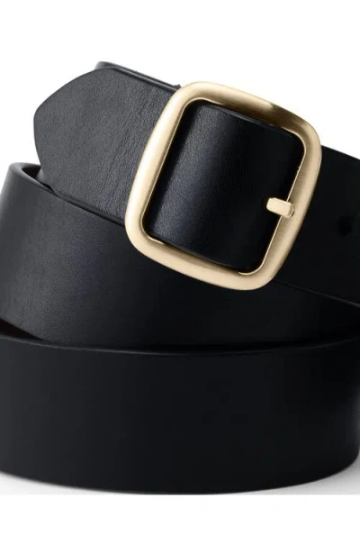 Lands' End Plus Size Reversible Denim Belt In Black/dark Brown