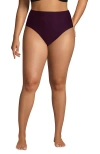 Lands' End Ribbed Smoothing High Waisted Bikini Bottoms In Dark Wine Ottoman