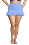 Lands' End Plus Size Ruffle Hem Mini Swim Skirt In Blue