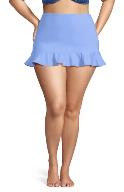 Lands' End Plus Size Ruffle Hem Mini Swim Skirt In Blue