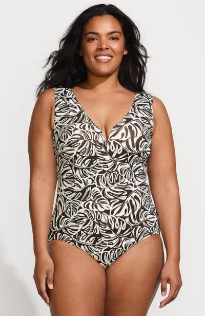 Lands' End Plus Size Sculpting Suit Sweetheart V-wire High Leg One Piece Swimsuit
