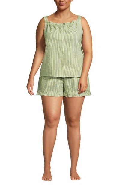 Lands' End Plus Size Seersucker 2 Piece Pajama Set In Green