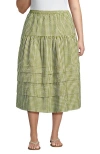 Lands' End Plus Size Seersucker Pull On Midi Skirt In Multi