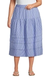 Lands' End Plus Size Seersucker Pull On Midi Skirt In Multi