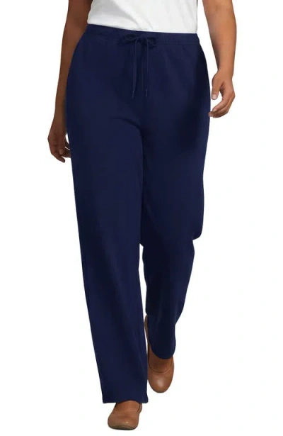 Lands' End Plus Size Serious Sweats High Rise Relaxed Straight Leg Pants In Blue