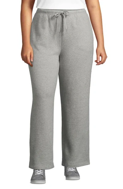 Lands' End Plus Size Serious Sweats High Rise Relaxed Straight Leg Pants In Gray Heather