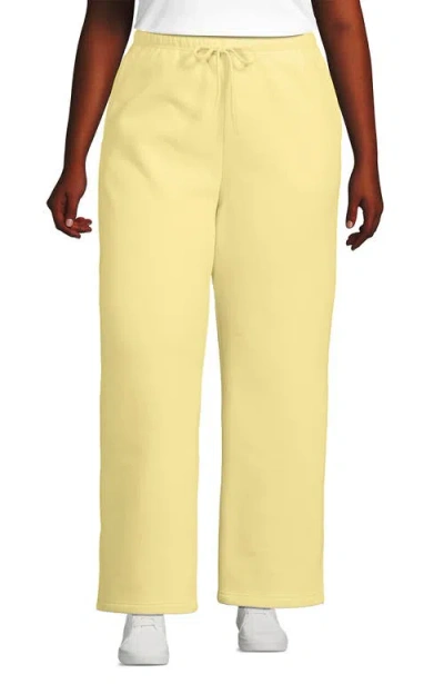 Lands' End Serious Sweats High Rise Relaxed Straight Leg Pants In Pale Yellow
