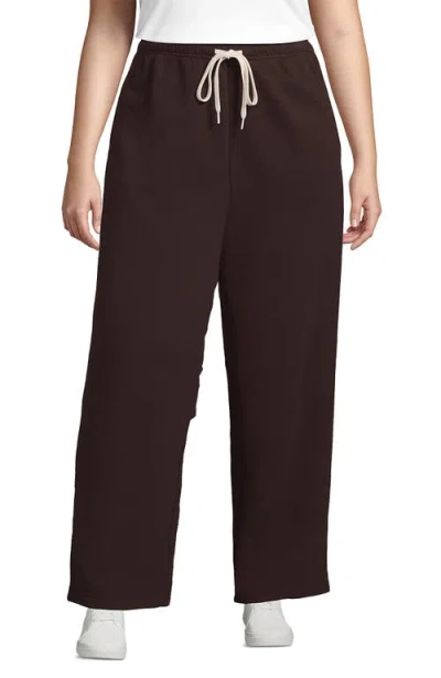 Lands' End Plus Size Serious Sweats High Rise Relaxed Straight Leg Pants In Rich Seal Brown