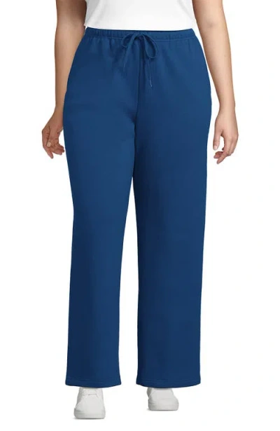 Lands' End Serious Sweats High Rise Relaxed Straight Leg Pants In Vintage Twilight Blue