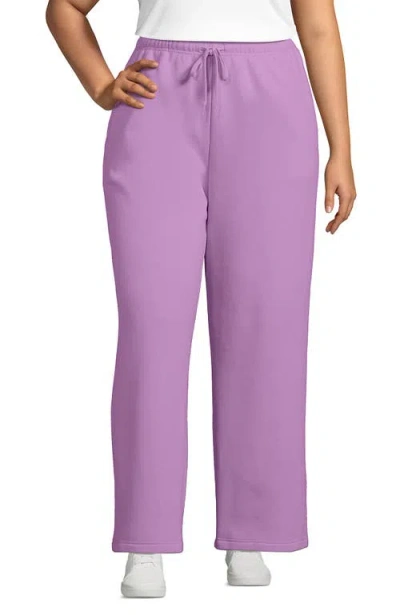 Lands' End Serious Sweats High Rise Relaxed Straight Leg Pants In Wild Lilac