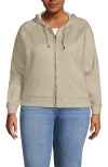 Lands' End Serious Sweats Relaxed Long Sleeve Full Zip Hoodie Sweatshirt In Champagne Heather