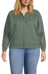 Lands' End Serious Sweats Relaxed Long Sleeve Full Zip Hoodie Sweatshirt In Lily Pad Green