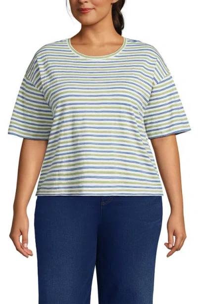 Lands' End Plus Size Short Sleeve Slub Jersey Eyelet T-shirt In Multi
