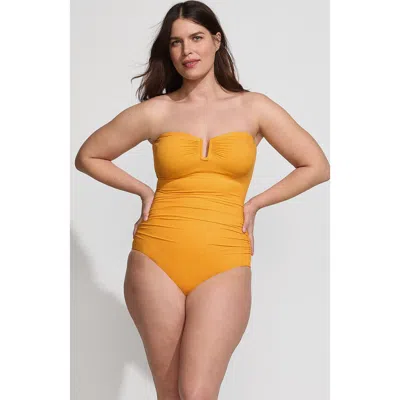 Lands' End Plus Size Slender Suit U-wire Bandeau One Piece Swimsuit In Sweet Mango