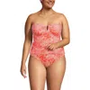 Lands' End Slender Bandeau U-wire Tankini Swimsuit Top In Orange