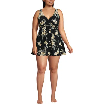 Lands' End Plus Size Slender Suit Wrap Swim Dress Swimsuit