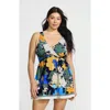 Lands' End Plus Size Slender Suit Wrap Swim Dress Swimsuit In Navy Floral Blooms Border