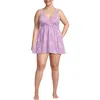 Lands' End Slendersuit V-neck Wrap Swim Dress One Piece Swimsuit Adjustable Straps In Wild Lilac Meadow Ditsy Floral