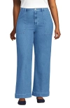 Lands' End Soft Denim High Rise Wide Leg Utility Jeans In Hutton Blue Wash