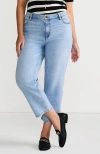 Lands' End Plus Size Soft Denim Mid Rise Relaxed Straight Crop Jeans In Animal Print