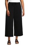 Lands' End Plus Size Sport Knit Elastic Waist Wide Leg Crop Pants In Black