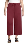 Lands' End Plus Size Sport Knit Elastic Waist Wide Leg Crop Pants In Burnt Clay