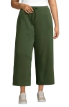 Lands' End Sport Knit Pull On Drawstring Wide Leg Crop Pants In Estate Green