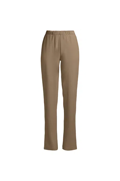 Lands' End Plus Size Sport Knit High Rise Pants In Brown