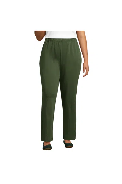 Lands' End Plus Size Sport Knit High Rise Pants In Green