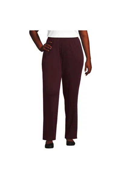 Lands' End Plus Size Sport Knit High Rise Pants In Red
